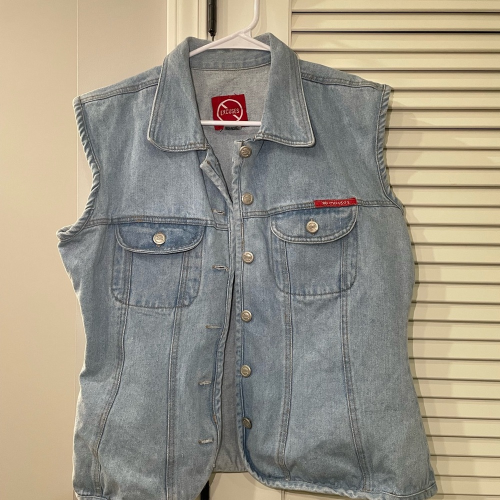 No Excuses Denim Light Wash Jacket Size Large